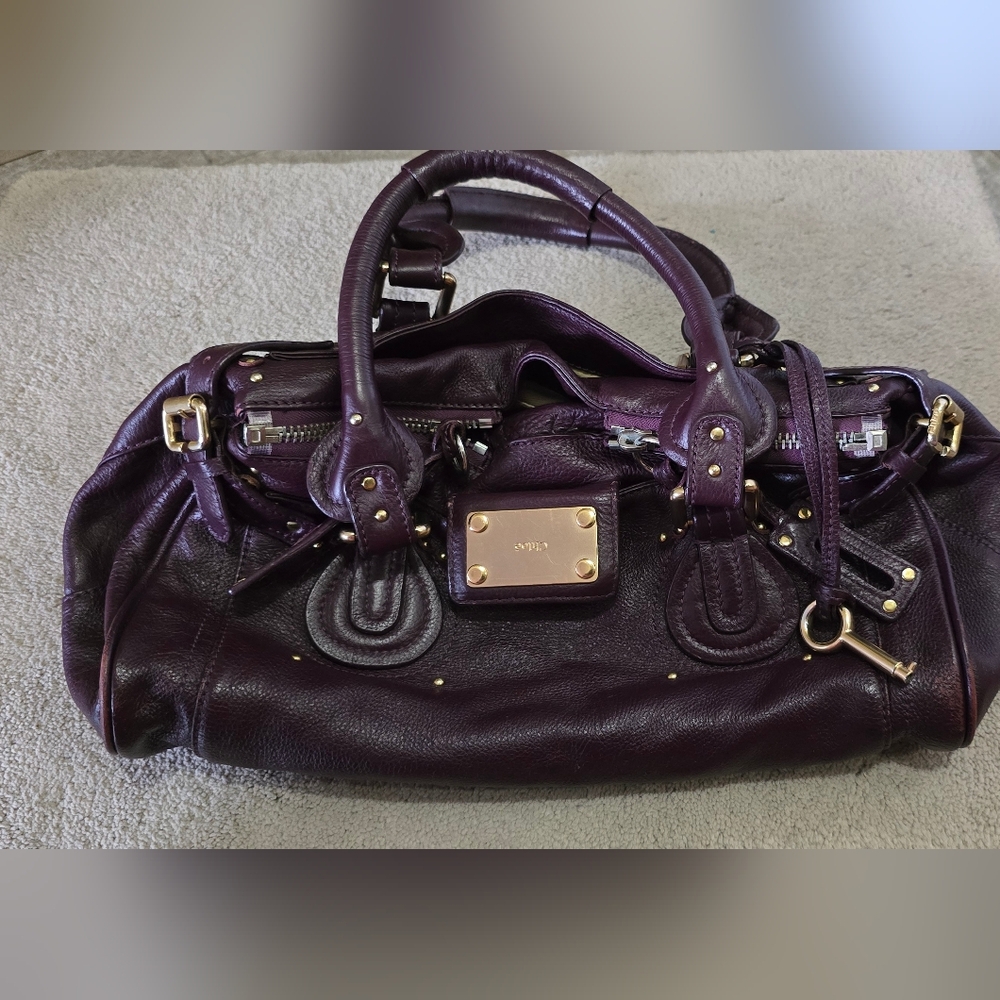 Authentic Chloe Paddington Purple Leather Handbag